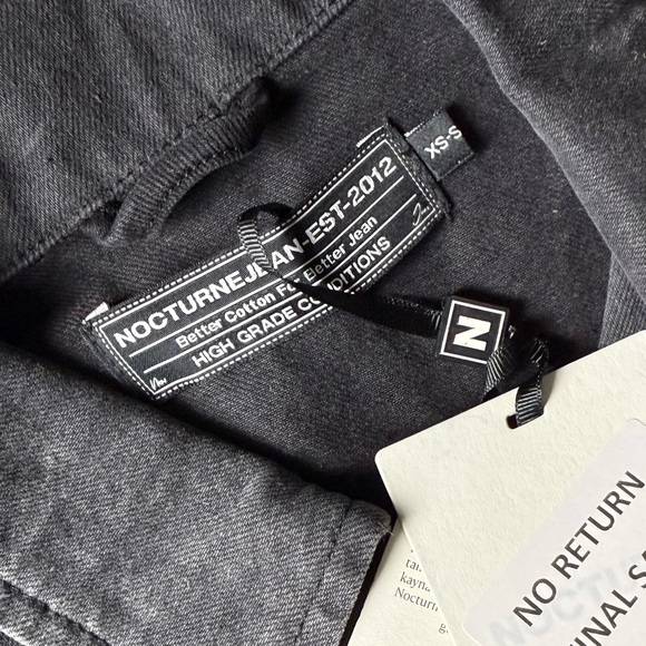 Nocturne Black Cropped Denim Jacket XS/S NWT 100% Cotton Boxy Trucker - Picture 5 of 7